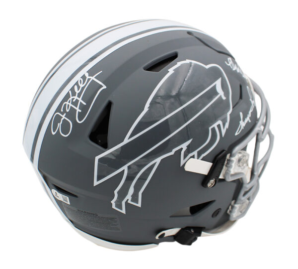 Jim Kelly, Andre Reed, Thurman Thomas Signed Buffalo Bills Speed Flex Authentic Slate Custom Decal NFL Helmet - Image 4