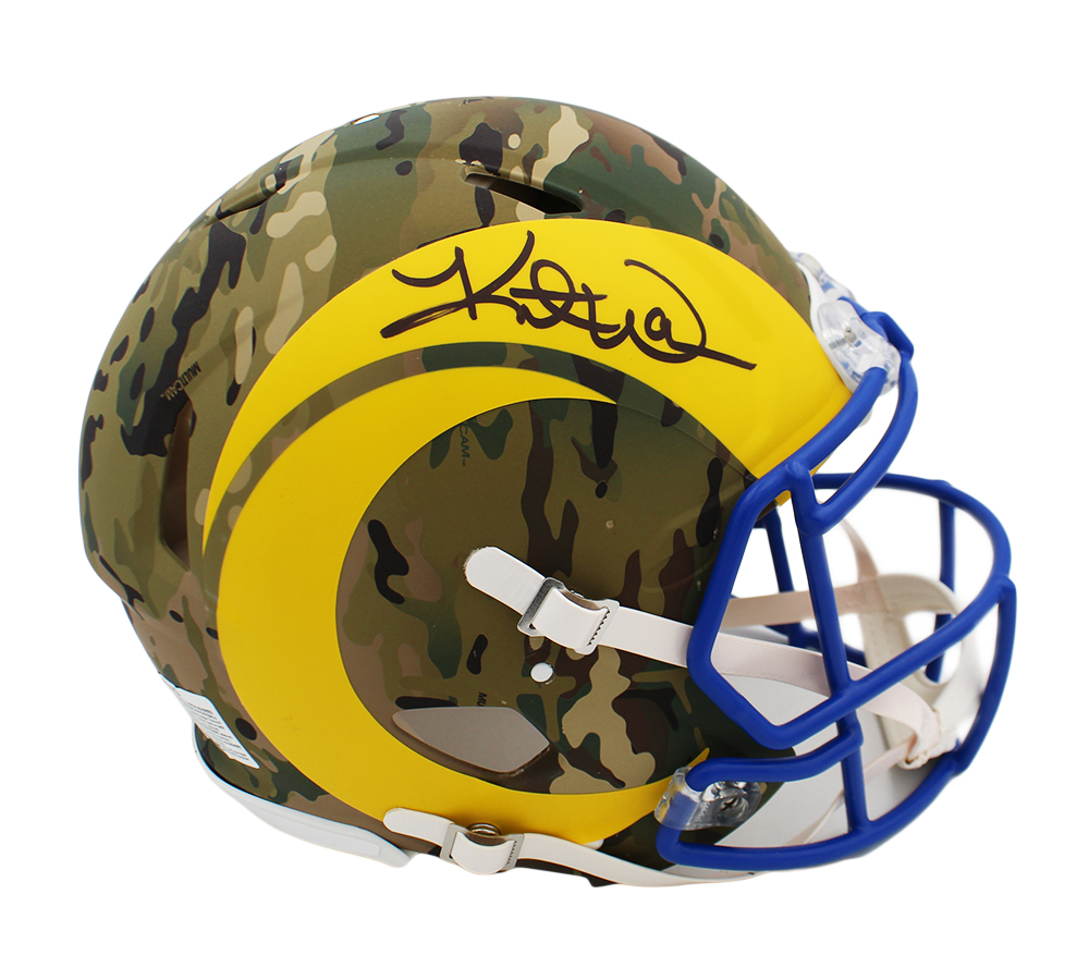 Kurt Warner Signed Los Angeles Rams Speed Authentic Camo NFL Helmet