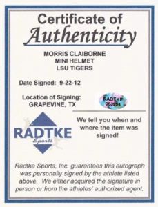 Morris Claiborne Autographed/Signed LSU Tigers White Riddell NCAA Mini Helmet-6125