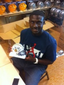 Morris Claiborne Autographed/Signed LSU Tigers White Riddell NCAA Mini Helmet-6126