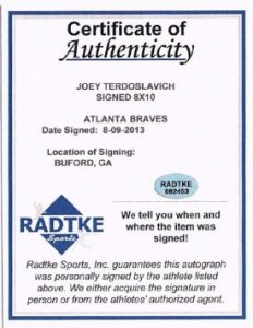 Joey Terdoslavich Signed Atlanta Braves 8x10 Photo2013 MLB Debut-6288